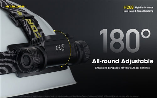 Nitecore HC68 Rechargeable Focusable 2000 Lumen Headlamp with Red Light - 201 Metres