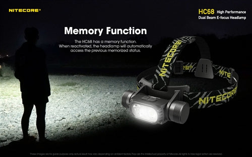 Nitecore HC68 Rechargeable Focusable 2000 Lumen Headlamp with Red Light - 201 Metres