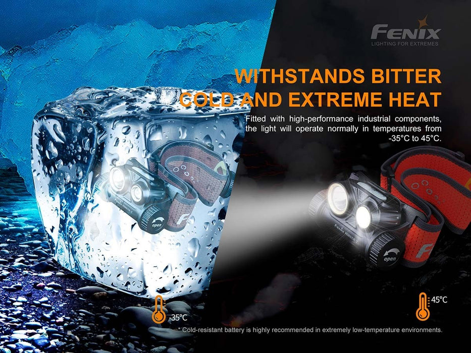 Fenix HM65R-T 1500 Lumen Rechargeable Dual Output Headlamp - Spot and Flood