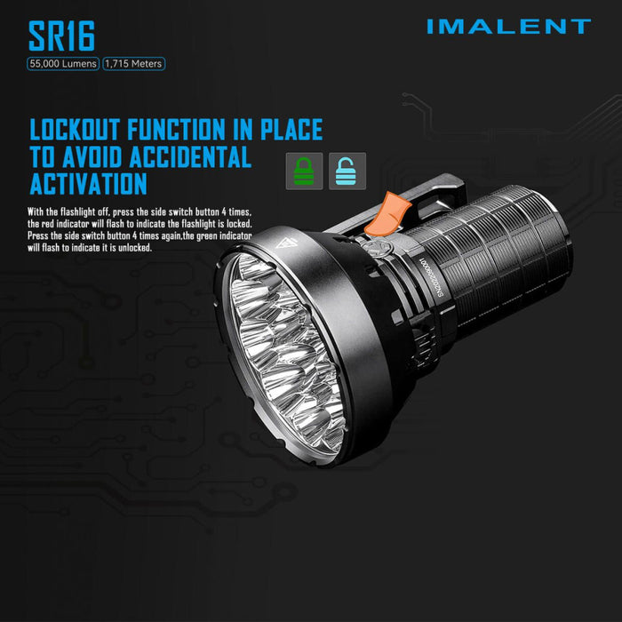 Imalent SR16 55,000 Lumen Rechargeable Searchlight - 1715 Metres