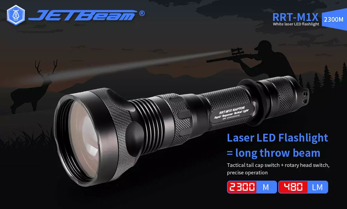 JETBeam RRT-M1X LEP Torch- 480 Lumens, 2300 Metres