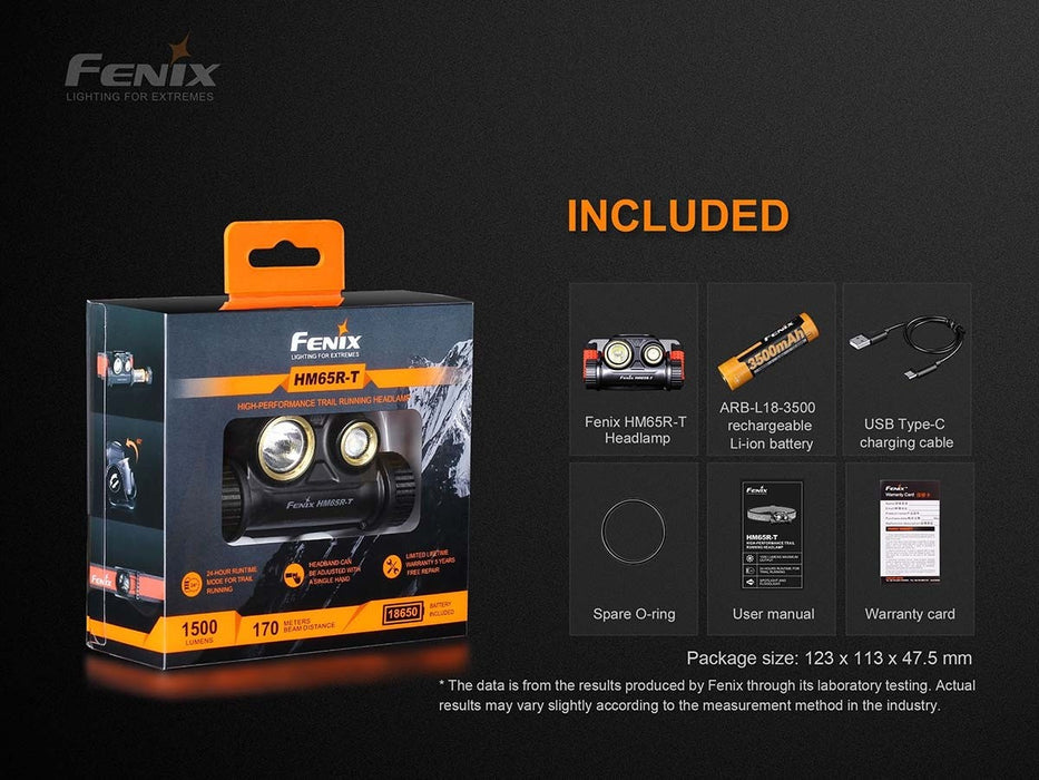 Fenix HM65R-T 1500 Lumen Rechargeable Dual Output Headlamp - Spot and Flood