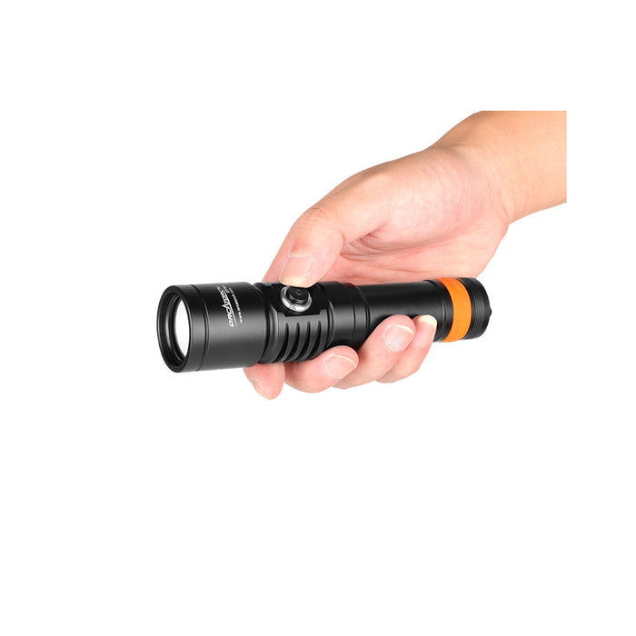 OrcaTorch D710V Video Dive Torch with Three Colour Light Sources - UV, White, Red LEDs - 2000 Lumens