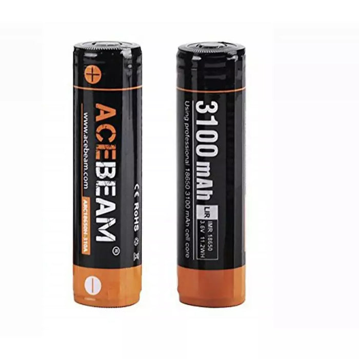 DISCOUNTED 4x AceBeam 18650 Rechargeable Batteries 3100mAh Protected Button Top Li-ion Cell