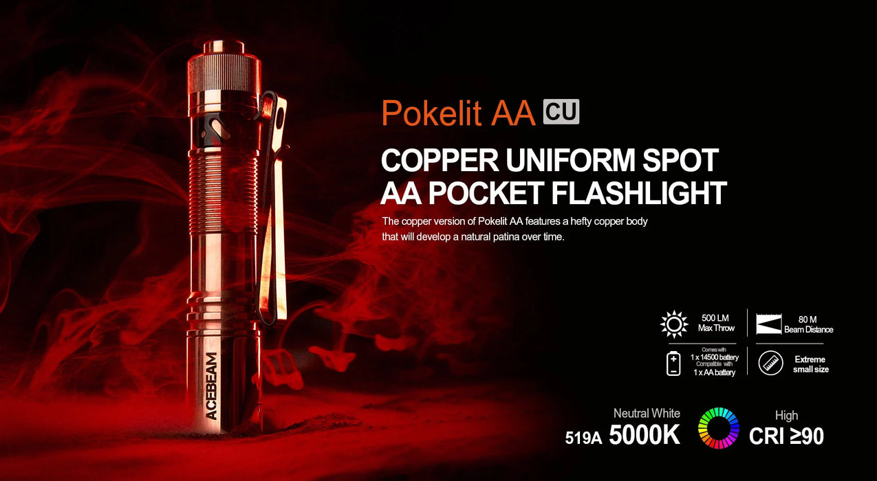 AceBeam Pokelit 550 Lumen AA EDC Pocket Torch