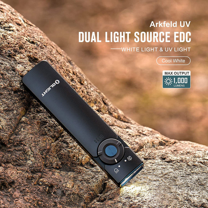 Olight Arkfeld UV Rechargeable 1000 Lumen and 365nm UV Pocket Torch