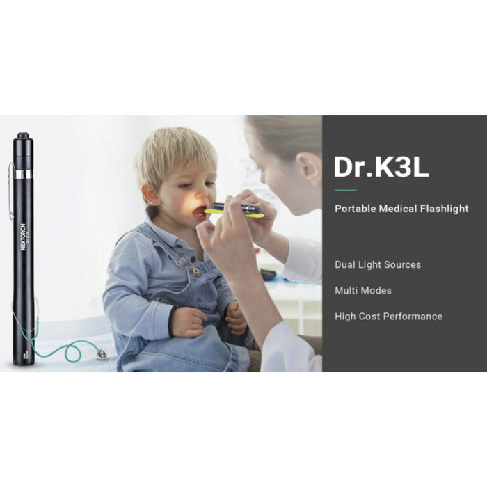 NEXTORCH Dr.K3L Dual Light Medical Penlight – 2AAA – Yellow Light and White Light