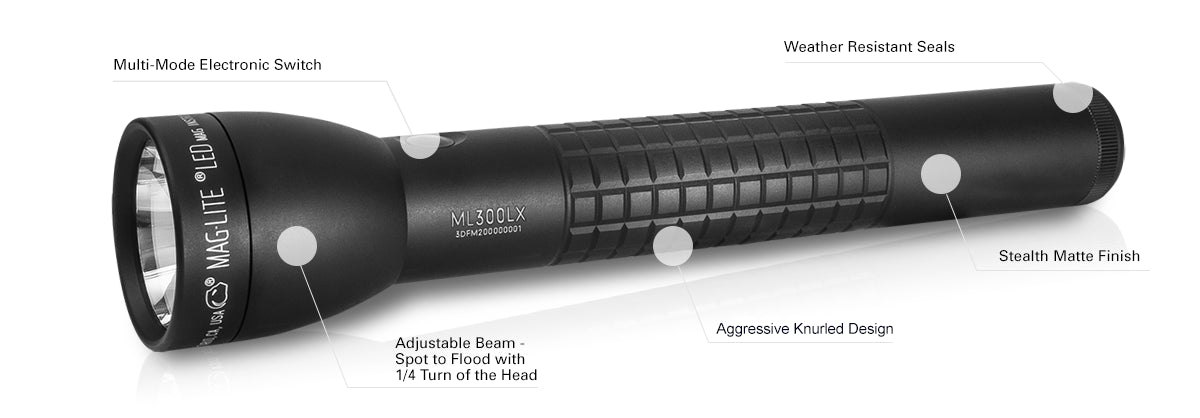 MagLite ML300LX 2D-Cell LED Torch - 487 Lumens, 323 Metres