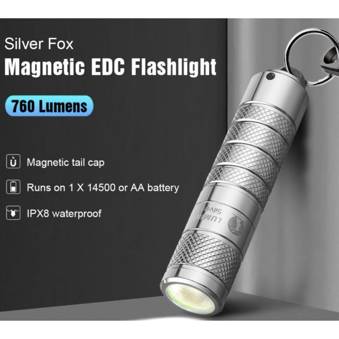 Lumintop Silver Fox 760 Lumen Keychain Torch with Magnetic Tailcap - 70 Metres