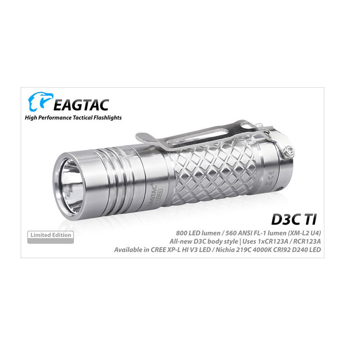 Eagtac D3C Ti Pocket Torch - 800 Lumens, 128 Metres