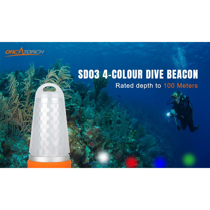 OrcaTorch SD03 Four-Colour Diving Beacon Light