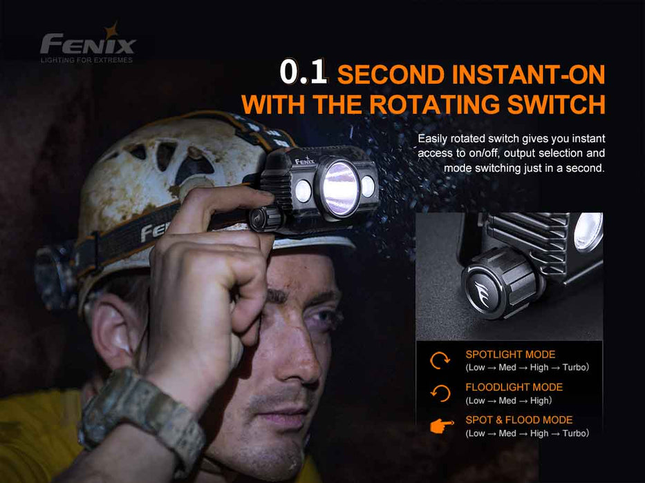 Fenix HP30R V2.0 USB-C Rechargeable Ultra High Performance Spot and Flood 3000 Lumen Headlamp - 270 Metres