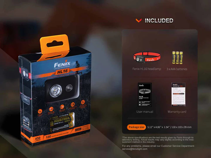 Fenix HL16 450 Lumen AAA Running Headlamp - 104 Metres