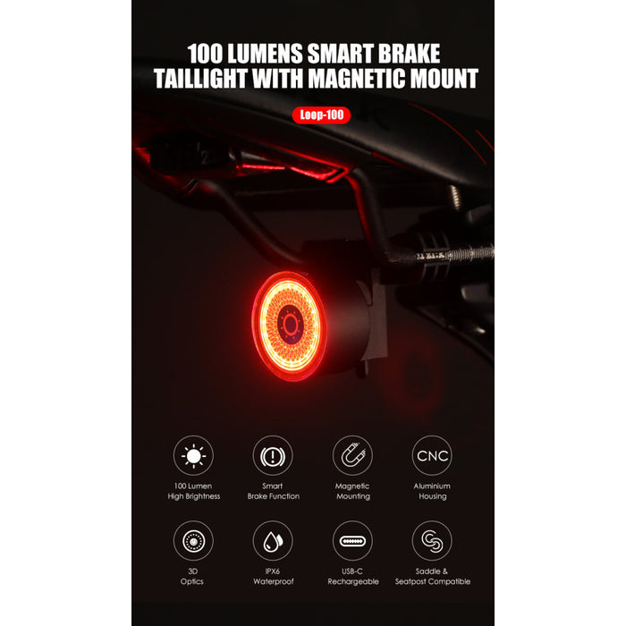 Gaciron LOOP-100 Rechargeable Smart Brake Bike Tail Light