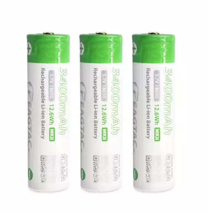 3x Eagtac 18650 3400mAh Li-ion Rechargeable Batteries