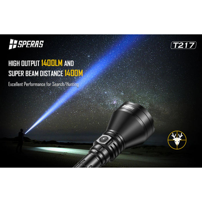 SPERAS T217K Rechargeable 1400 Lumen Hunting Torch Kit - 1400 Metres