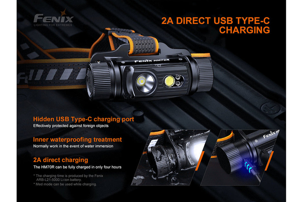 Fenix HM70R Rechargeable 1600 Lumen Headlamp with Red Light - 186 Metres