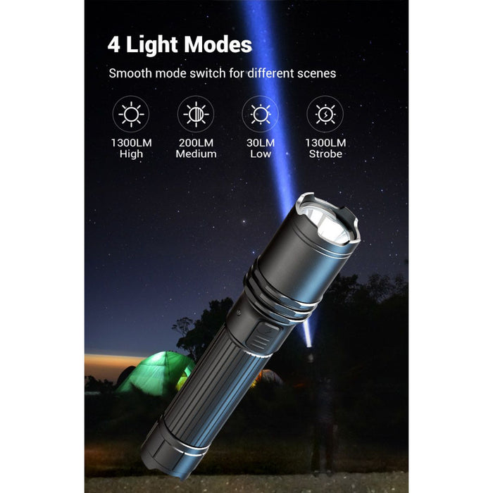 Klarus A1 Pro Compact Rechargeable Tactical Flashlight – 1300 Lumens, 230 Metres