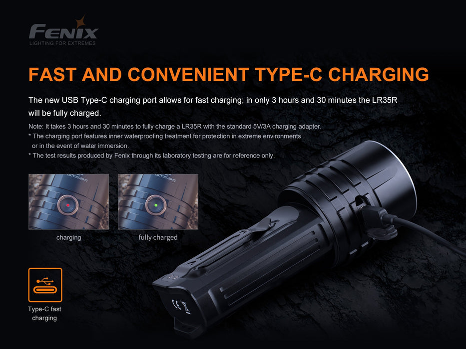 Fenix LR35R Compact USB-C Rechargeable 10,000 Lumen Searchlight - 500 Metres