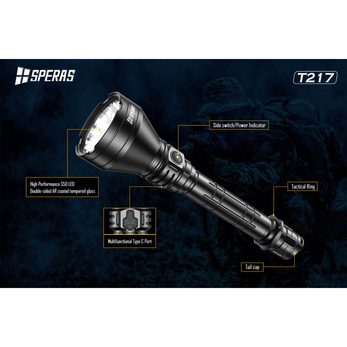 SPERAS T217K Rechargeable 1400 Lumen Hunting Torch Kit - 1400 Metres