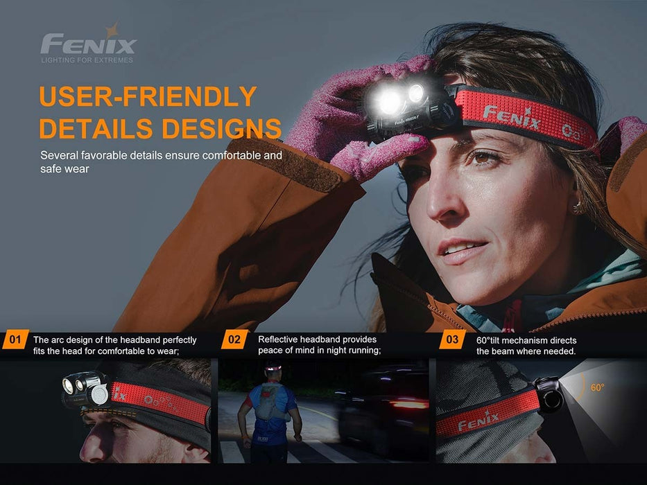 Fenix HM65R-T 1500 Lumen Rechargeable Dual Output Headlamp - Spot and Flood