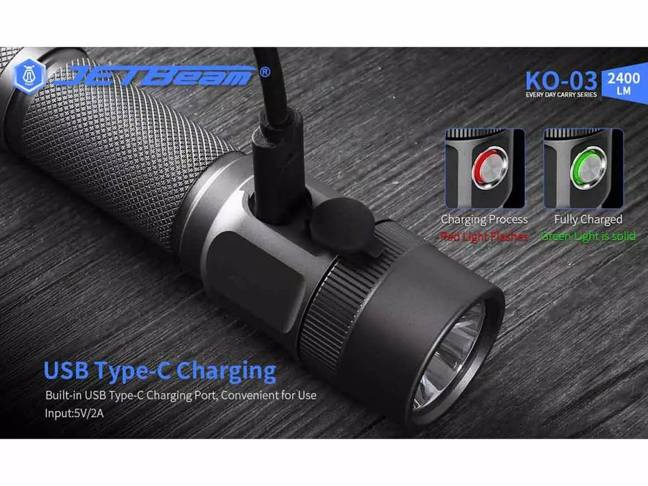 JETBeam KO-03 Rechargeable 2400 Lumen EDC Torch - 326 Metres