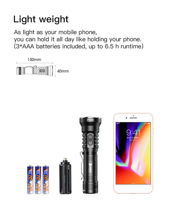 Wuben P26 Dual Light Flashlight with UV Light 365nm and White Light 500 Lumens