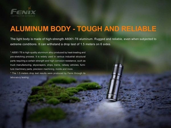 Fenix E02R Rechargeable Keychain Light - 200 Lumens, 49 Metres