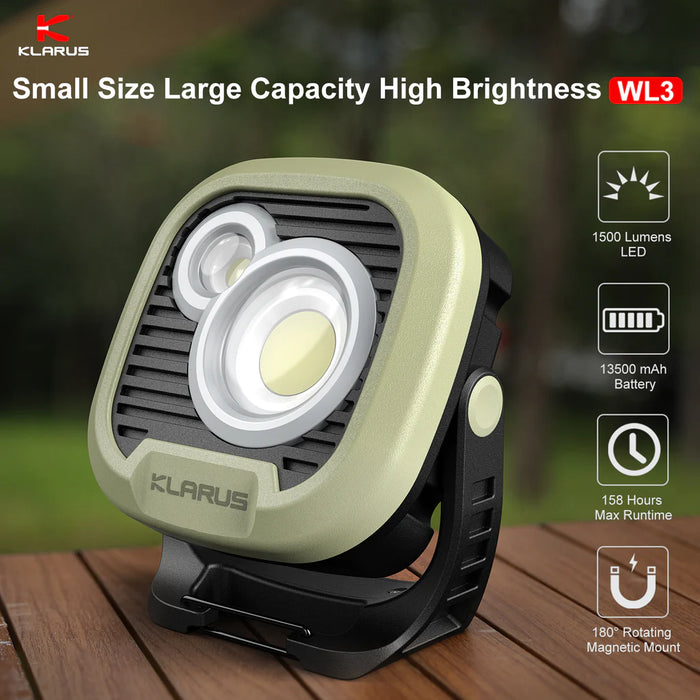 Klarus WL3 1500 Lumen Rechargeable Camping/Work Light