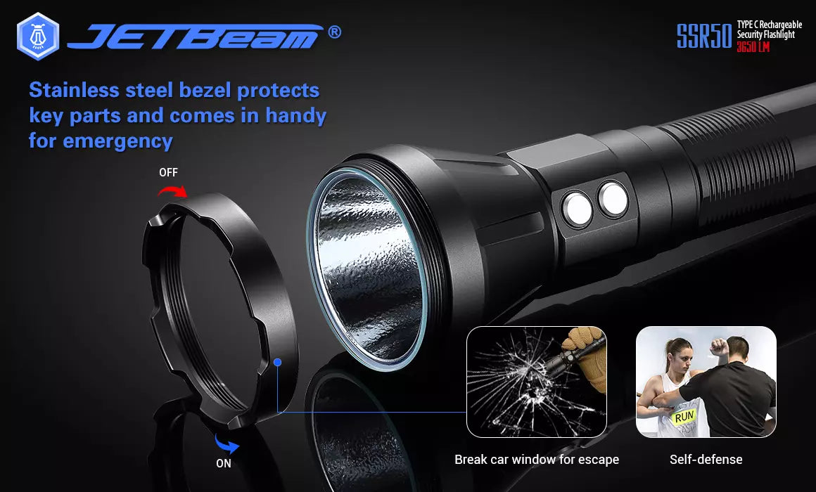 JETBeam SSR50 Rechargeable 3650 Lumen Security Torch - 483 Metres