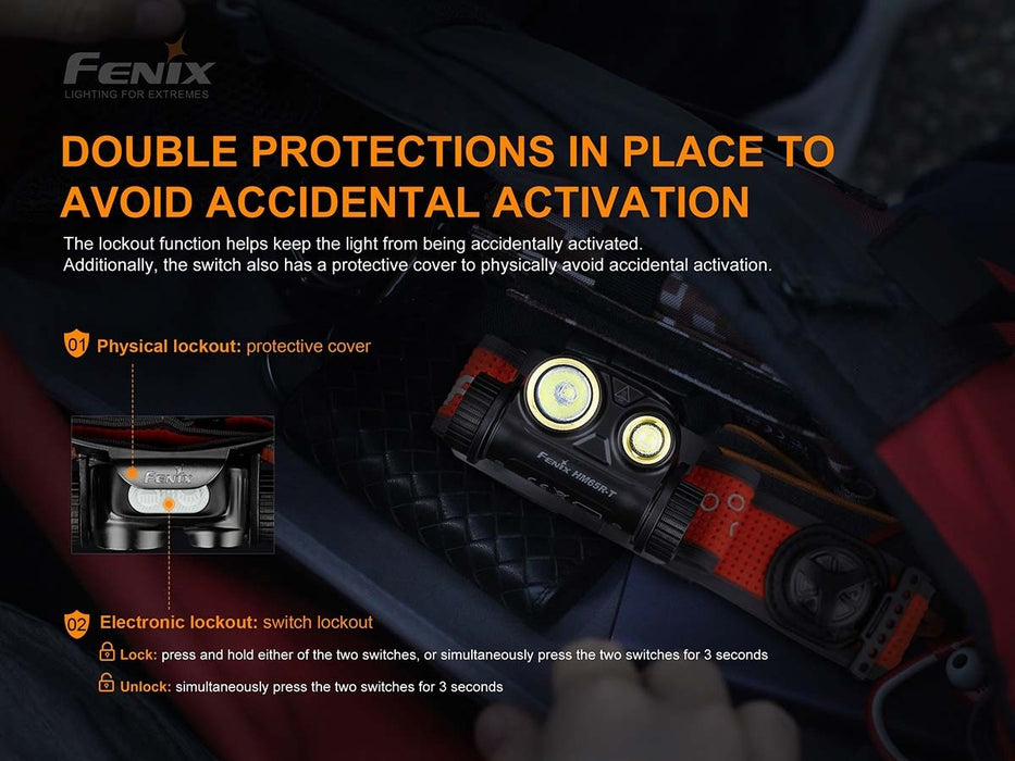 Fenix HM65R-T 1500 Lumen Rechargeable Dual Output Headlamp - Spot and Flood