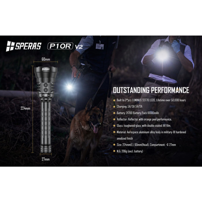 SPERAS P10R V2 Rechargeable 10,000 Lumen Searchlight - 574 Metres