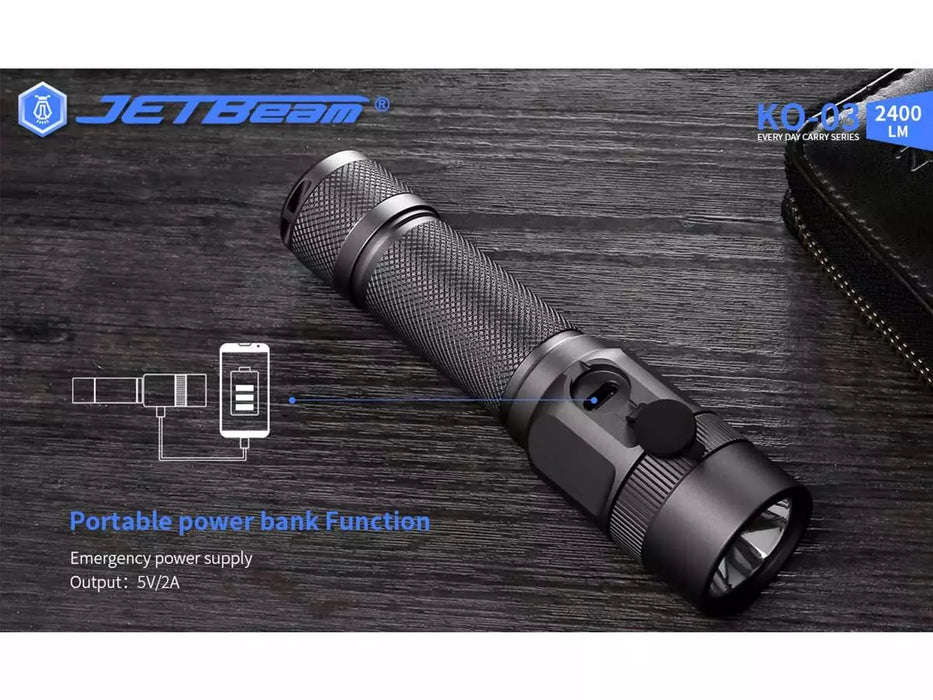 JETBeam KO-03 Rechargeable 2400 Lumen EDC Torch - 326 Metres