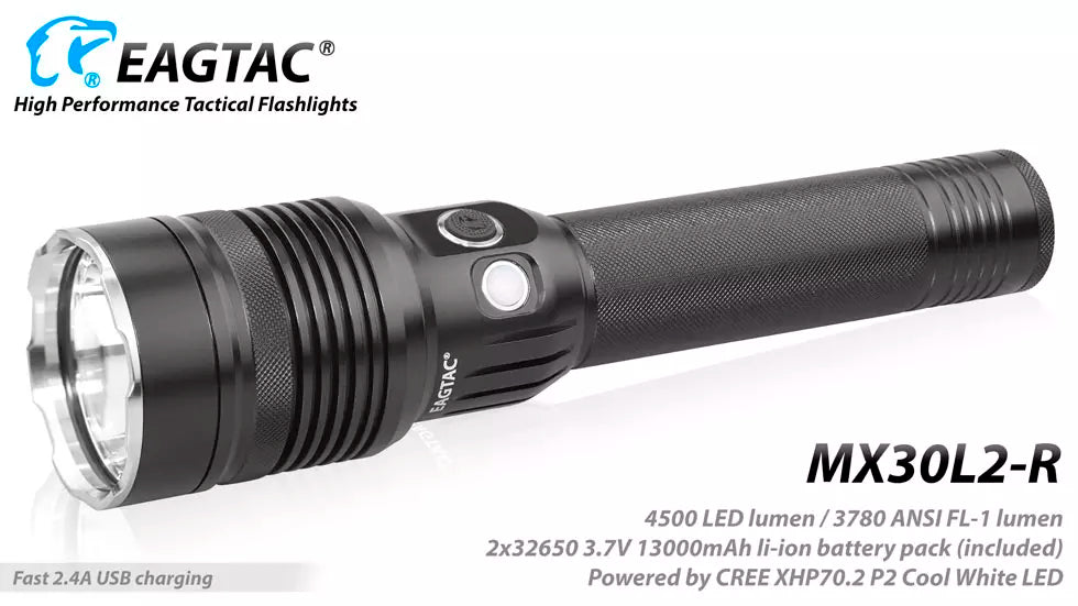 Eagtac MX30L2-R Rechargeable 4500 Lumen Security Torch - 492 Metres