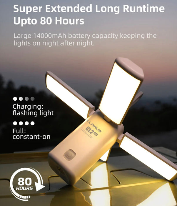 Klarus CL2 Pro 3-in-1 Rechargeable Folding Lantern, Flashlight, and Power Bank (14,000mAh) - 750 Lumens