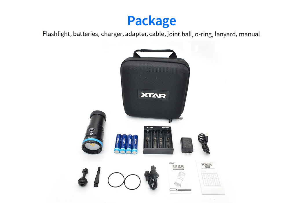 XTAR D30 6000 Extra Wide Angle Diving Photography Light Kit - 6000 Lumens, High CRI