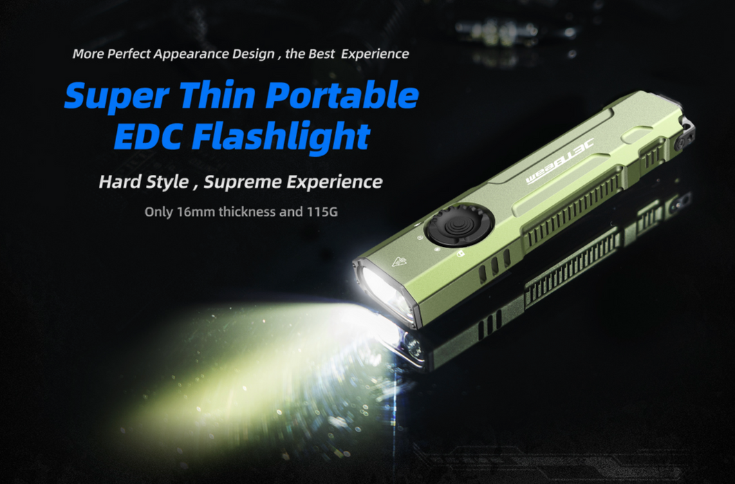 JETBeam E26-UV KUNAI Rechargeable Pocket Torch with 365nm UV and 5mW Green Laser - 2000 Lumens