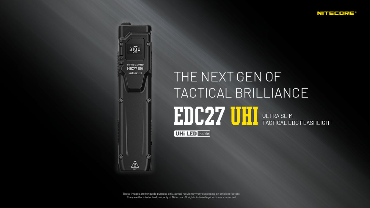 Nitecore EDC27 UHi Rechargeable Ultra Slim Flat Pocket Torch - 3100 Lumens, 305 Metres