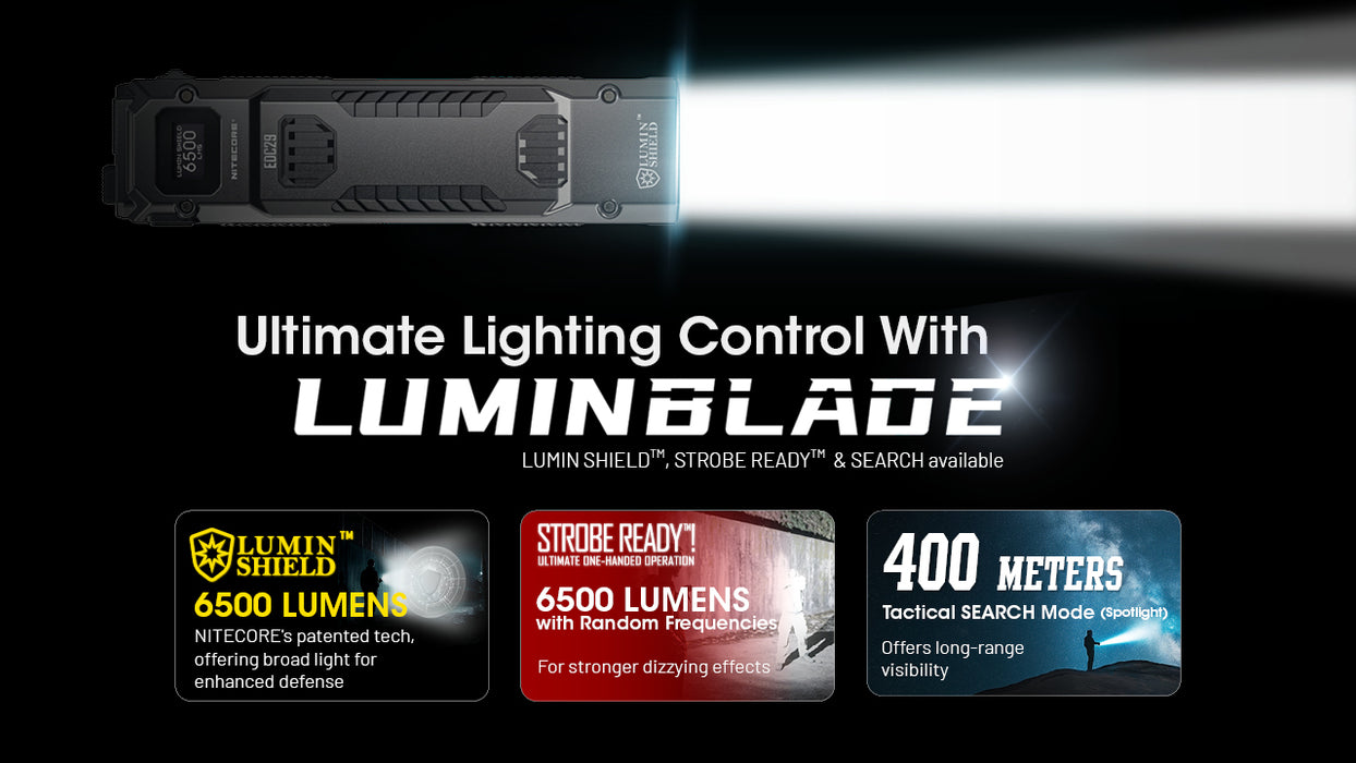 Nitecore EDC29 'Luminblade' Rechargeable Ultra Slim High Performance EDC Flashlight - 6500 Lumens, 400 Metres