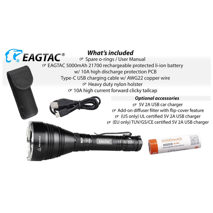 Eagtac M3V Rechargeable 3000 Lumen Searchlight – 877 Metres