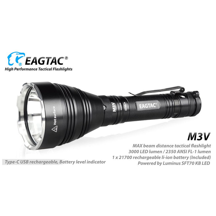 Eagtac M3V Rechargeable 3000 Lumen Searchlight – 877 Metres