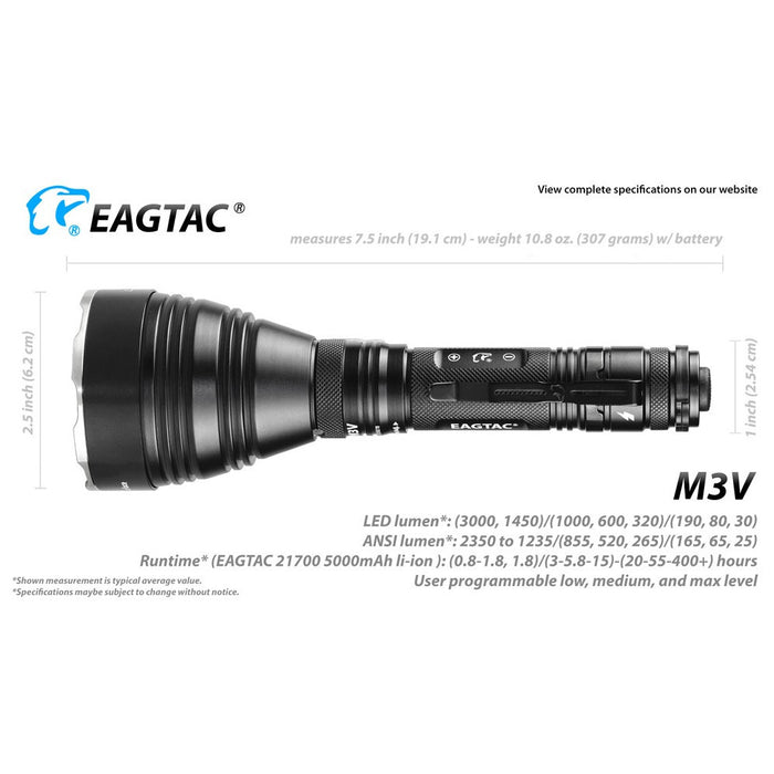 Eagtac M3V Rechargeable 3000 Lumen Searchlight – 877 Metres