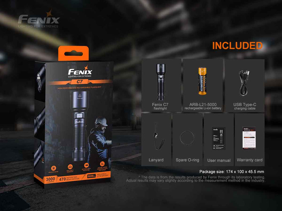 Fenix C7 Rechargeable High Performance Torch with Magnetic Base - 3000 Lumens, 470 Metres