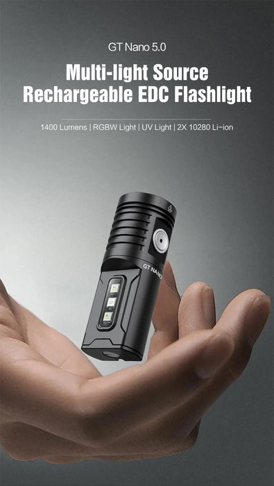 Lumintop GT Nano 5.0 Rechargeable Multi-Light Source Pocket Light - 1400 Lumens, 180 Metres