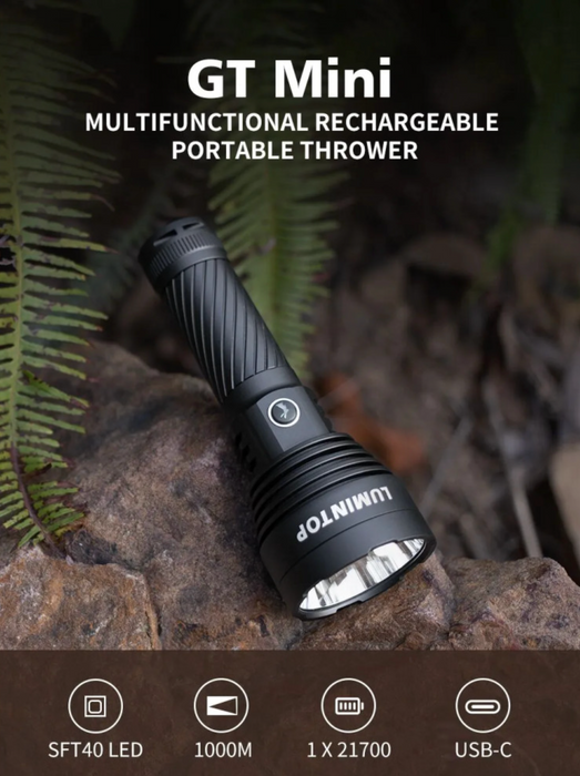 Lumintop GT Mini 5.0 Rechargeable Compact Long Throw Flashlight – 1600 Lumens, 1000 Metres