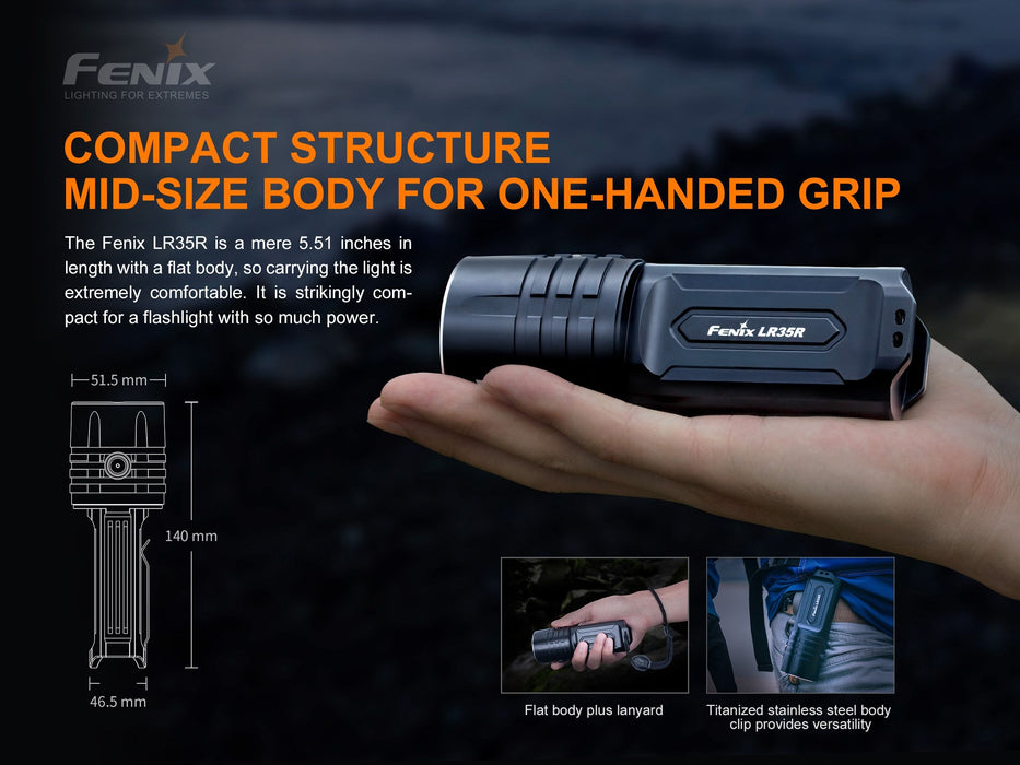 Fenix LR35R Compact USB-C Rechargeable 10,000 Lumen Searchlight - 500 Metres