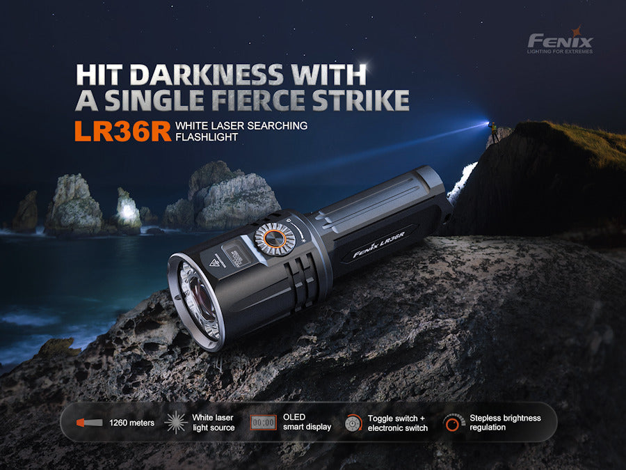 Fenix LR36R Rechargeable LEP 1260 Metre Throw Searchlight with 10,000 Lumen Semi Floodlight