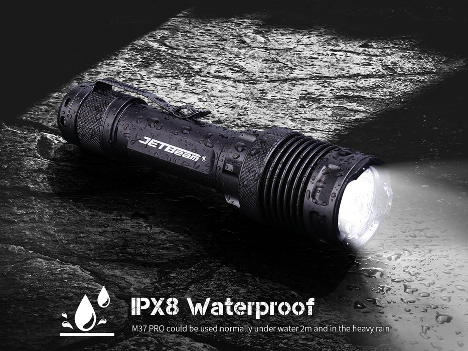 JETBeam M37 PRO Rechargeable High Performance Tactical Torch - 3700 Lumens, 465 Metres