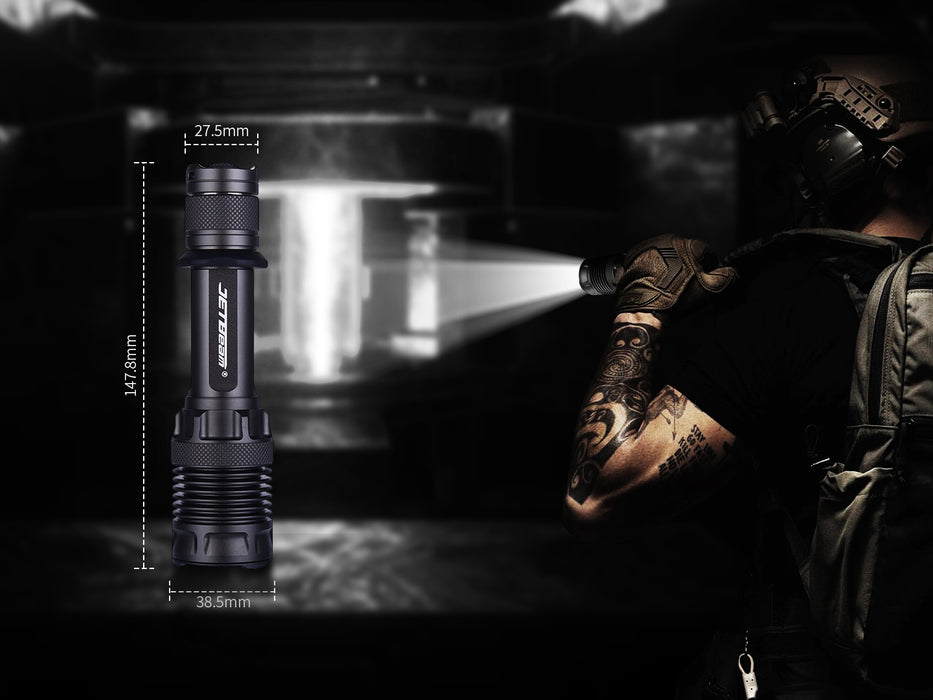 JETBeam M37 PRO Rechargeable High Performance Tactical Torch - 3700 Lumens, 465 Metres