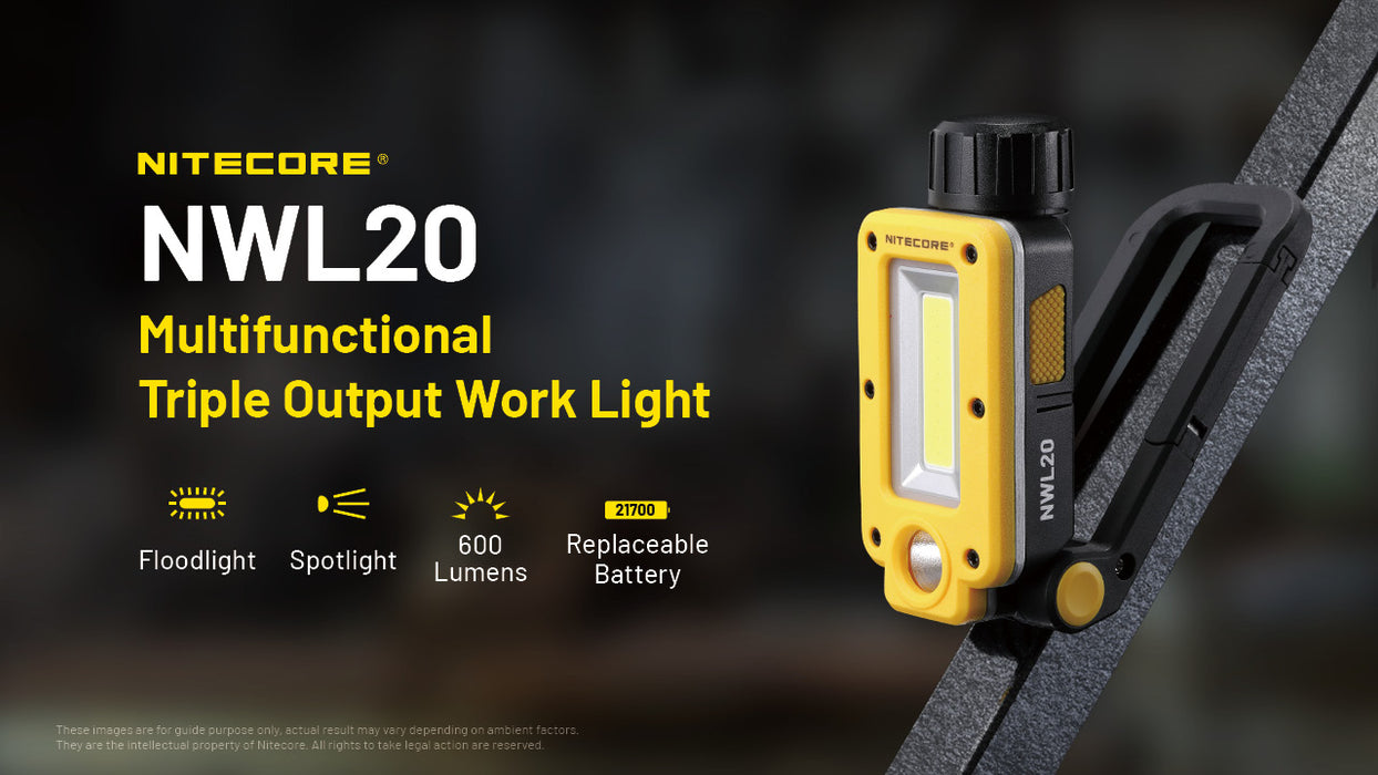 Nitecore NWL20 Triple Output Work Light - 600 Lumens, 93 Metres